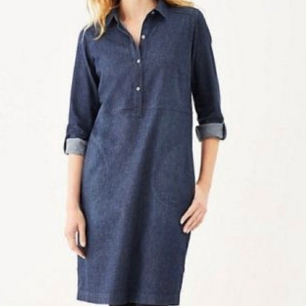 J. Jill Dark Blue Long Sleeve Dress